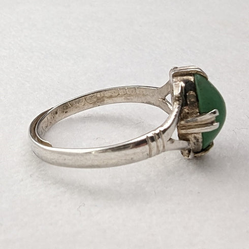 British vintage jewelry jade sterling silver ring, free size